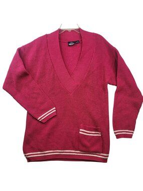 Vintage 92 Levi's Nantucket Sweater M Pink Preppy Schoolgirl Academia Colorful